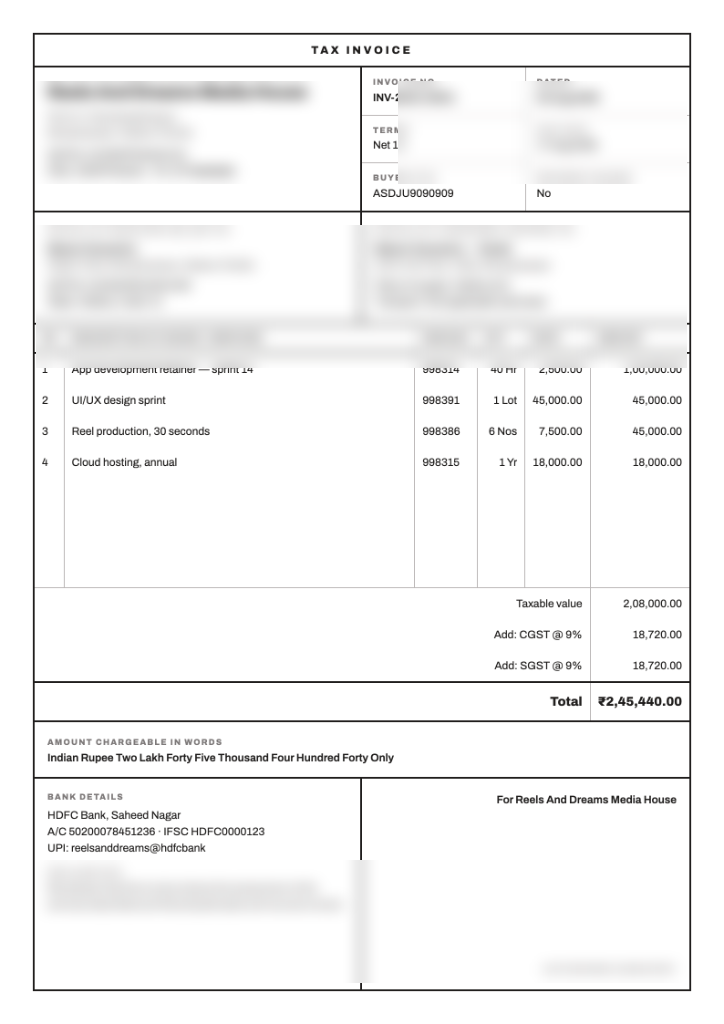 Bordered Grid Minimal PDF Invoice Template